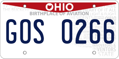 OH license plate GOS0266
