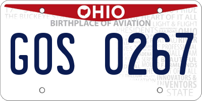 OH license plate GOS0267