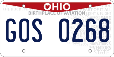 OH license plate GOS0268