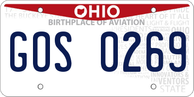 OH license plate GOS0269