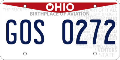 OH license plate GOS0272
