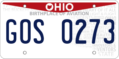 OH license plate GOS0273