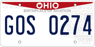 OH license plate GOS0274
