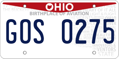 OH license plate GOS0275
