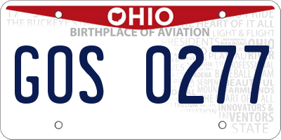 OH license plate GOS0277