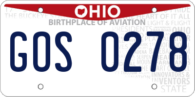 OH license plate GOS0278