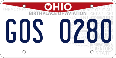 OH license plate GOS0280