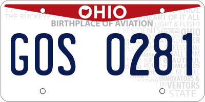 OH license plate GOS0281