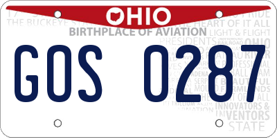 OH license plate GOS0287