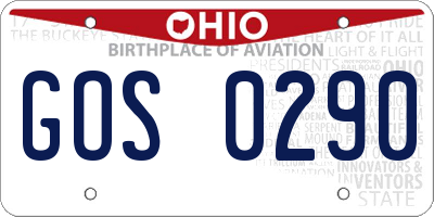 OH license plate GOS0290
