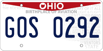 OH license plate GOS0292
