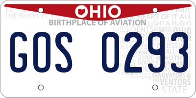 OH license plate GOS0293