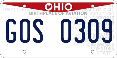 OH license plate GOS0309