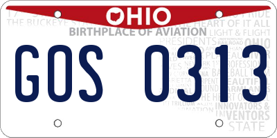 OH license plate GOS0313