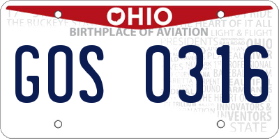 OH license plate GOS0316
