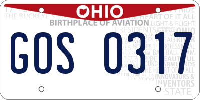 OH license plate GOS0317