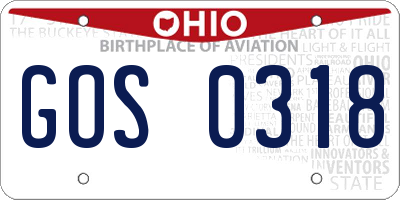 OH license plate GOS0318