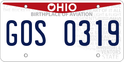 OH license plate GOS0319