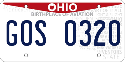 OH license plate GOS0320