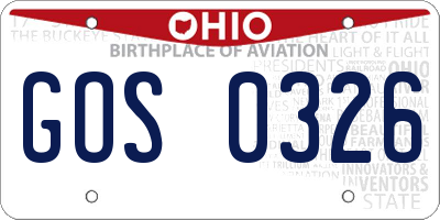 OH license plate GOS0326