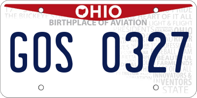 OH license plate GOS0327