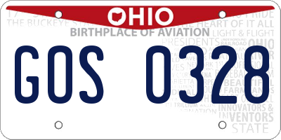 OH license plate GOS0328
