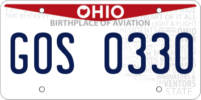 OH license plate GOS0330