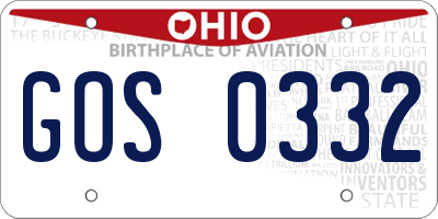 OH license plate GOS0332