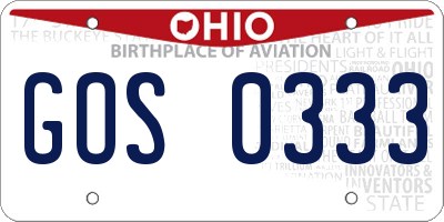 OH license plate GOS0333