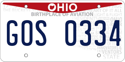 OH license plate GOS0334