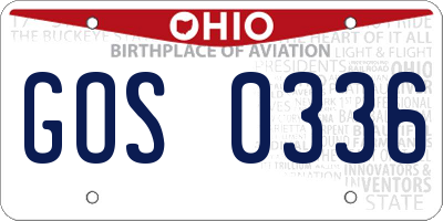 OH license plate GOS0336