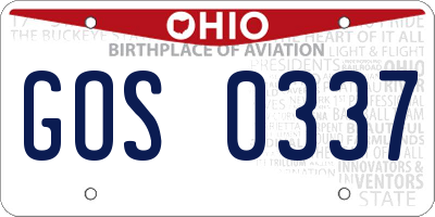 OH license plate GOS0337