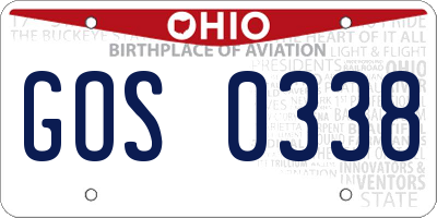 OH license plate GOS0338