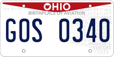 OH license plate GOS0340