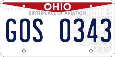 OH license plate GOS0343