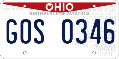 OH license plate GOS0346