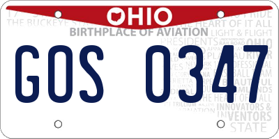 OH license plate GOS0347