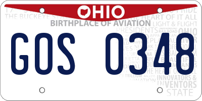 OH license plate GOS0348