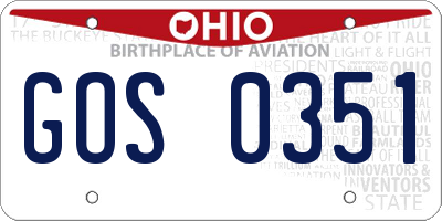 OH license plate GOS0351