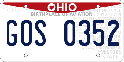 OH license plate GOS0352