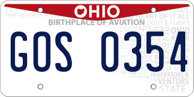 OH license plate GOS0354
