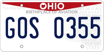 OH license plate GOS0355