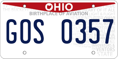 OH license plate GOS0357