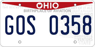 OH license plate GOS0358