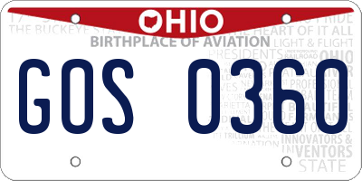 OH license plate GOS0360