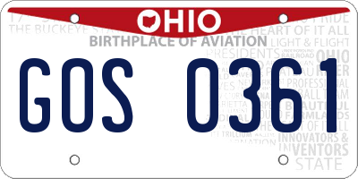 OH license plate GOS0361