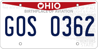 OH license plate GOS0362