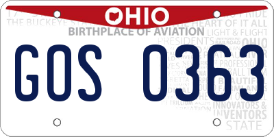 OH license plate GOS0363