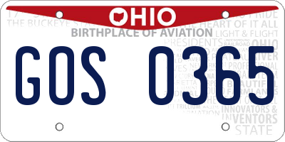 OH license plate GOS0365