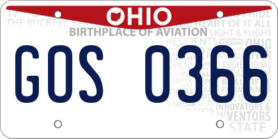 OH license plate GOS0366